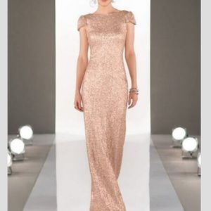 Sorella vita rose gold cap sleeve bridesmaid dress